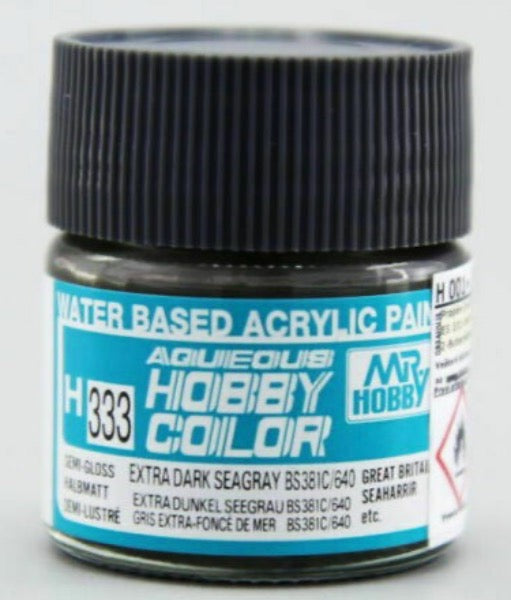 Mr Hobby H333 Extra Dark Sea Gray BS381C/640 acrylic paint 10ml - BlackMike Models