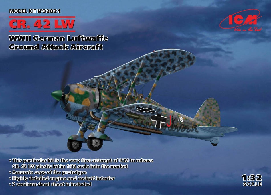 ICM 32021 CR.42LW WWII German Luftwaffe Ground Attack Aircraft - BlackMike Models