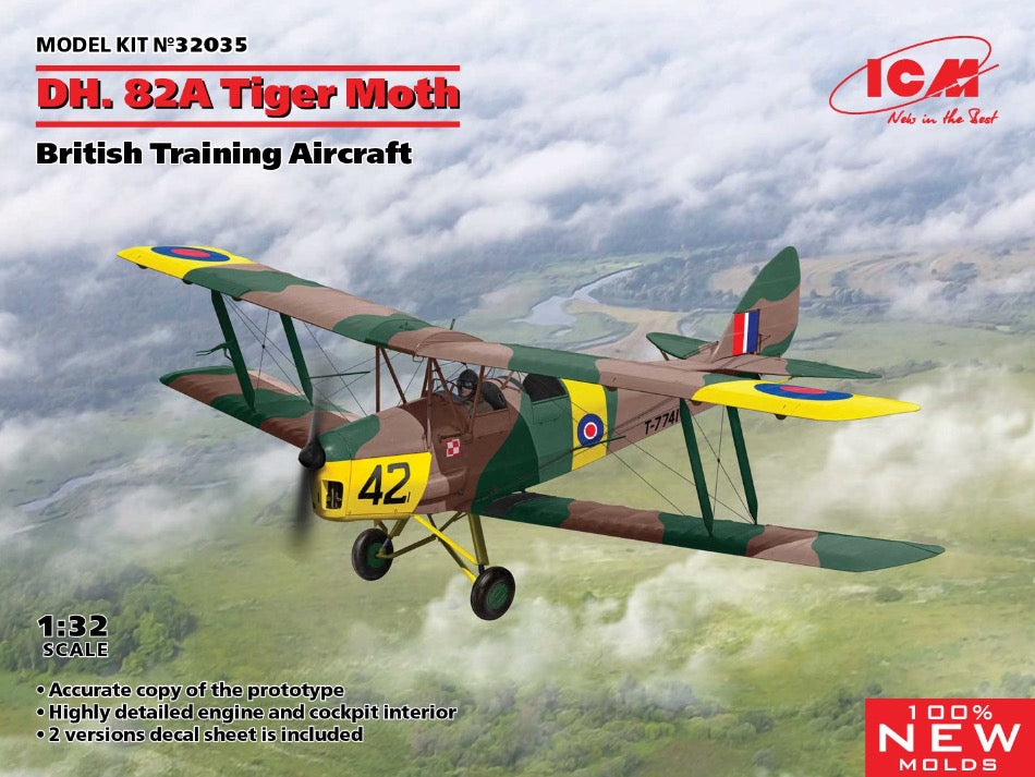 ICM 32035 1/32 scale DH.82A Tiger Moth British Training Aircraft - BlackMike Models
