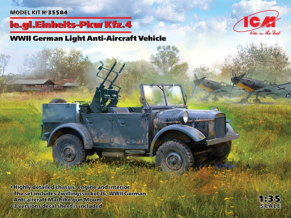 ICM 35584 le.gl.Einheitz-Pkw Kfz.4 WW2 german Light Anti Aircraft Vehicle - BlackMike Models