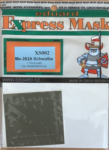 Eduard XS002 1/72 Me262A Canopy Paint Mask set for Hasegawa Kits - BlackMike Models