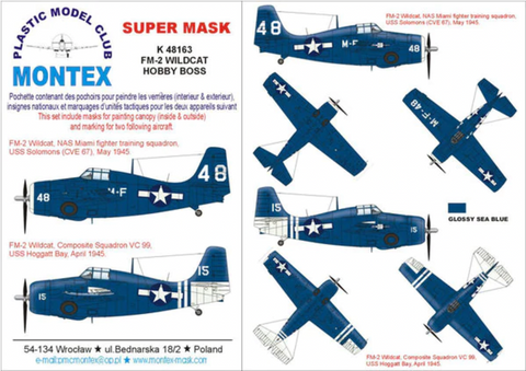 Montex K48163 Super Mask set for 1/48 scale HobbyBoss FM-2 Wildcat kits - BlackMike Models