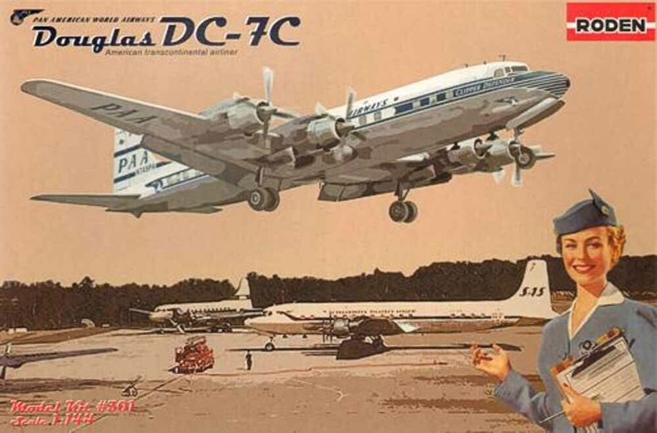 Roden 301 1/144 scale Douglas DC-7C Pan American World Airways airliner kit - BlackMike Models