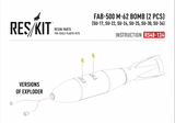 ResKit RS48-134 1/48 FAB-500M-62 Russian bomb set instruction sheet 1