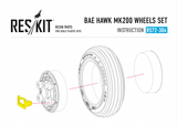 ResKit RS72-304 1/72 BAe Hawk Mk200 wheels set instruction sheet