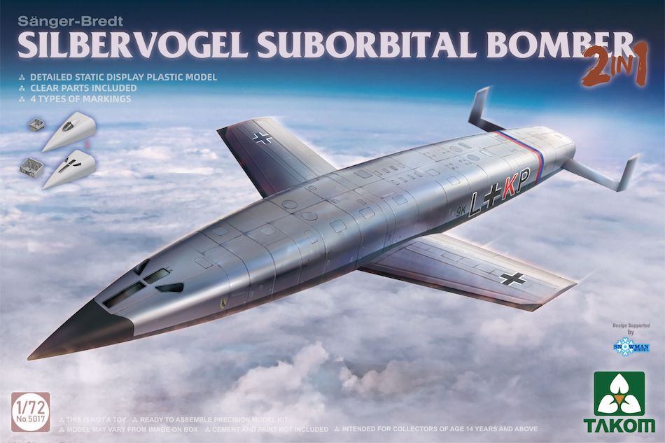 Takom 5017 1/72 scale Sänger-Bredt Silbervogel Suborbital Bomber 2 in 1 kit - BlackMike Models