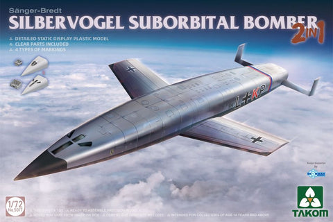 Takom 5017 1/72 scale Sänger-Bredt Silbervogel Suborbital Bomber 2 in 1 kit - BlackMike Models